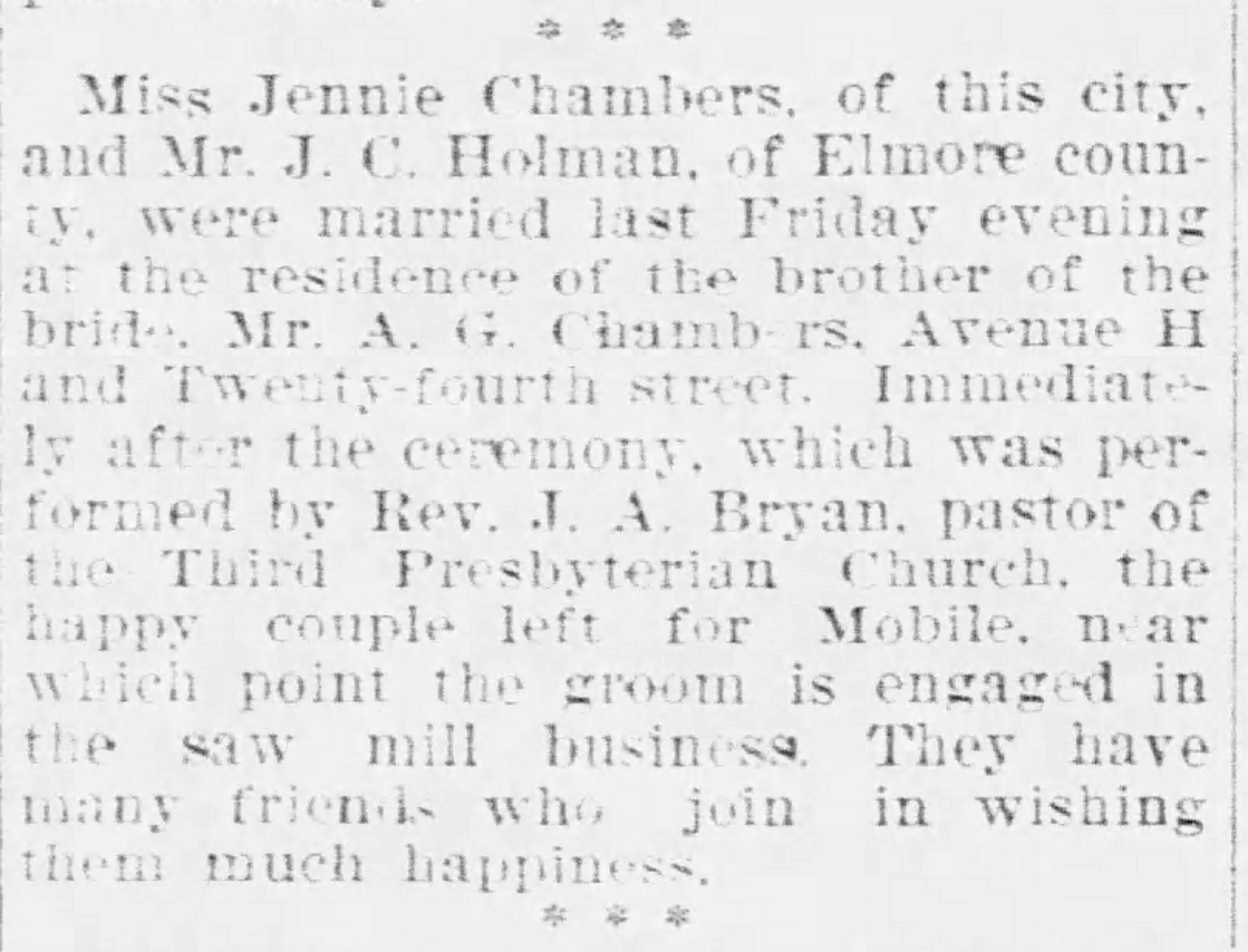 Jennie Chambers-J.C. Holman